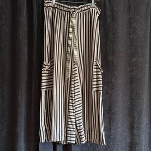Free People Black and White Striped Wide Leg Pants